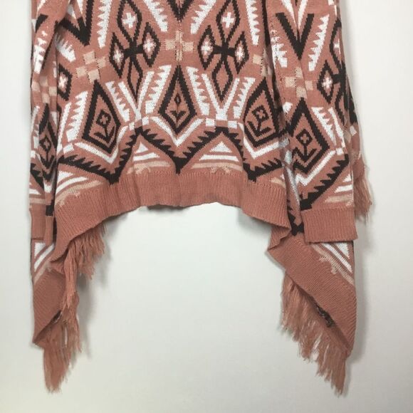 Aztec Western Southwestern asymmetrical cardigan duster with tassel fringe Sz S - Picture 6 of 7